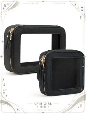 PU Leather Clear Makeup Bag Set Travel Cosmetic Case Toiletry Organizer